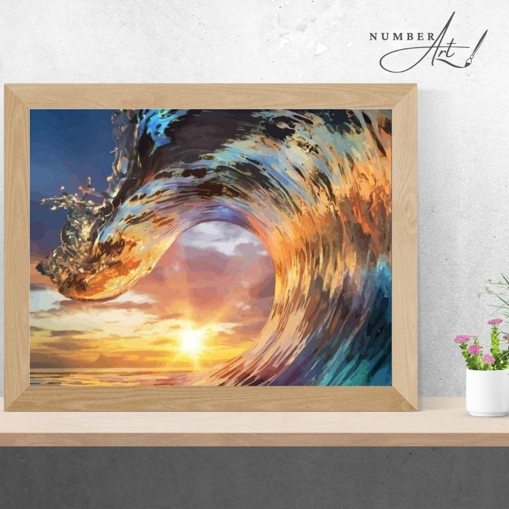 A Big Beautiful Waves At Sunset Paint By Numbers