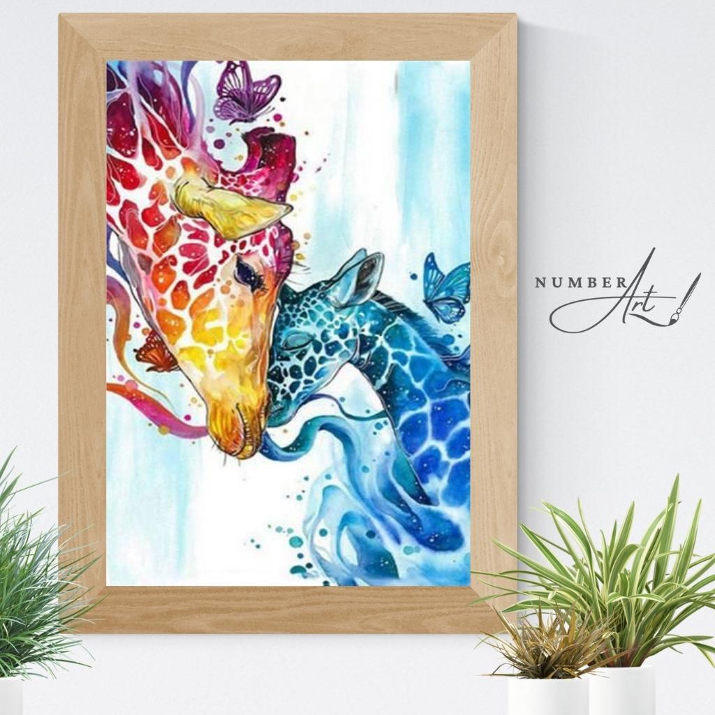 Mother and Baby Giraffe Paint By Numbers