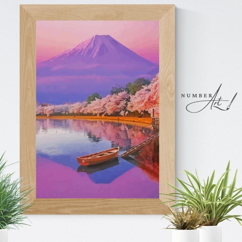 Mount Fuji & Cherry Blossom Paint By Numbers