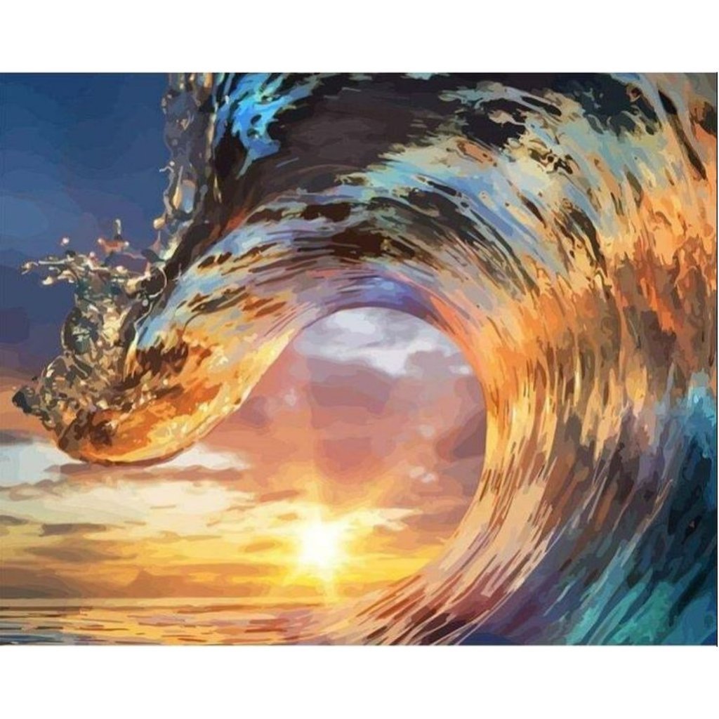 A Big Beautiful Waves At Sunset Paint By Numbers - Number Art