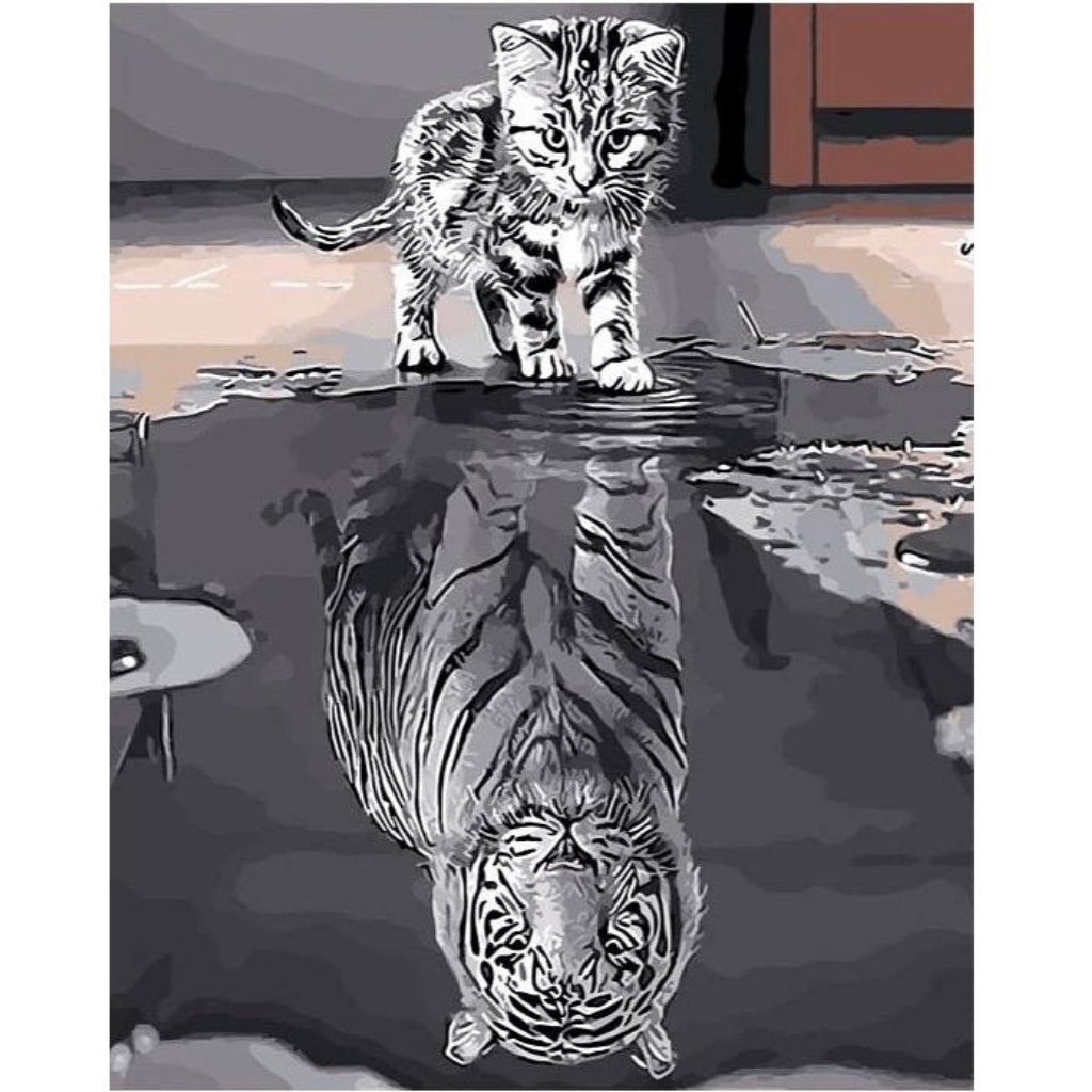 Cat Reflection Paint By Numbers - Number Art