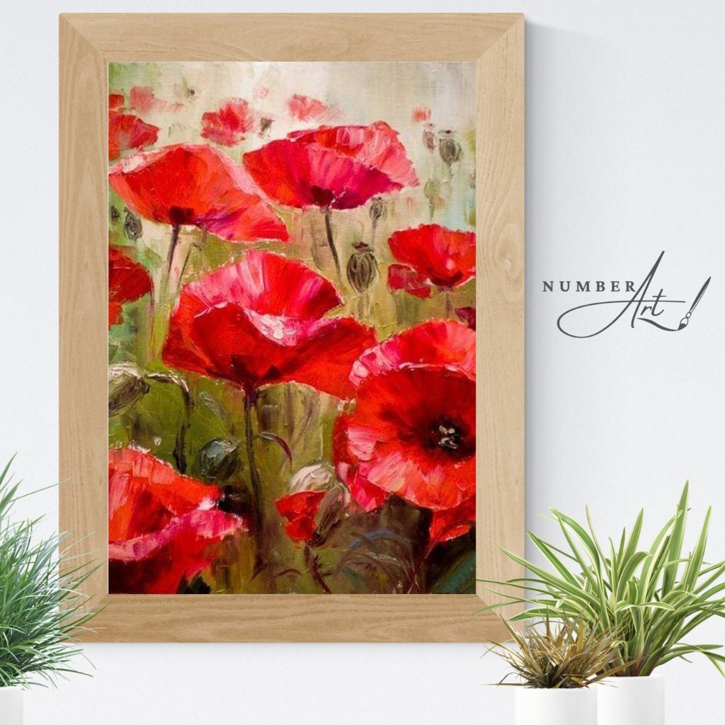 Lush Poppy Field Paint by Numbers Kit - Number Art