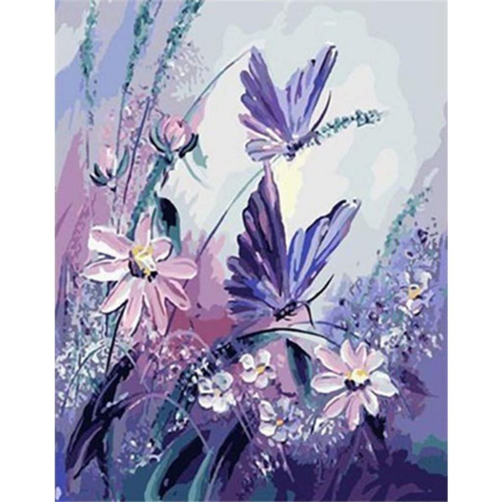 Purple Butterflies Paint By Numbers - Number Art