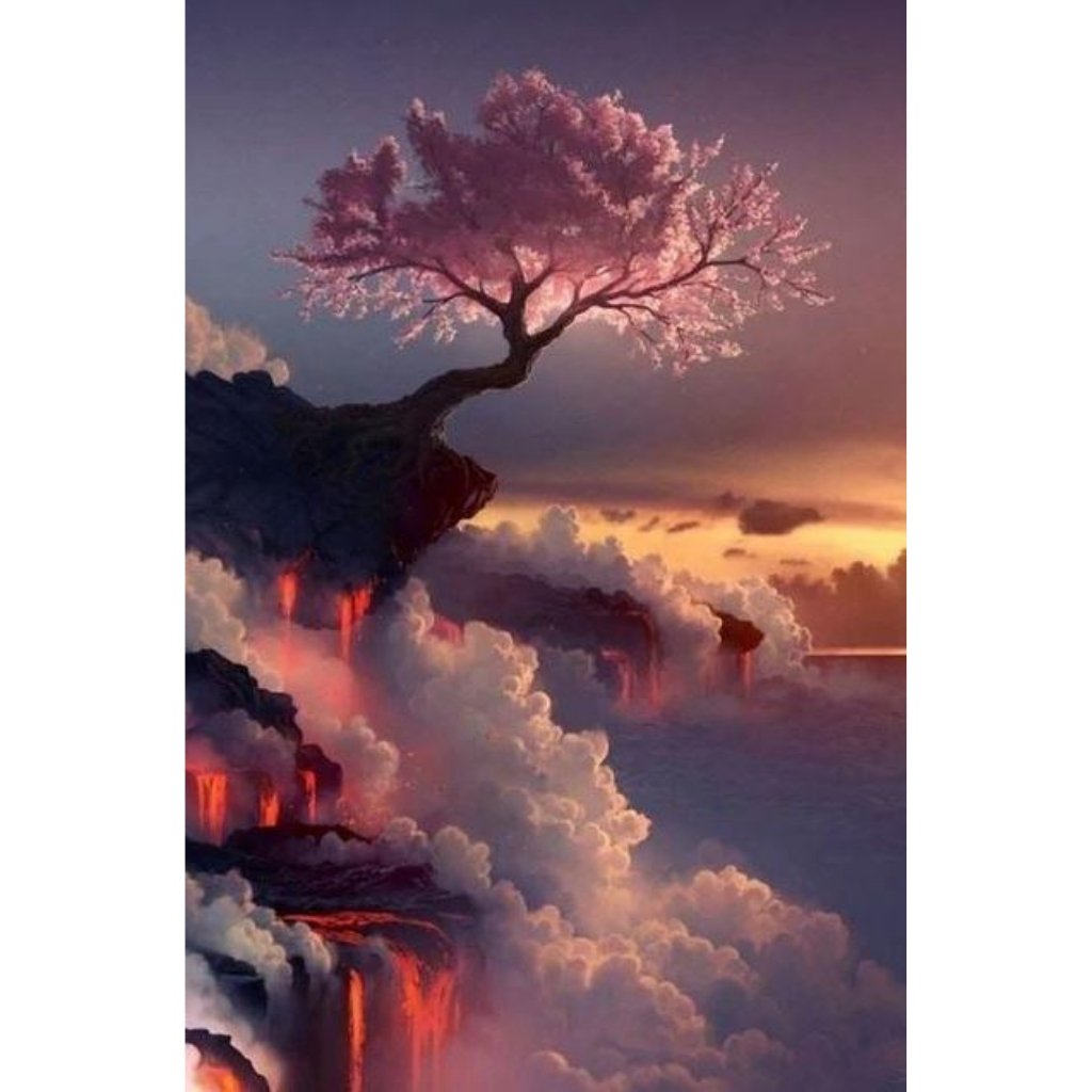 Sakura Tree Over Clouds Paint By Numbers - Number Art