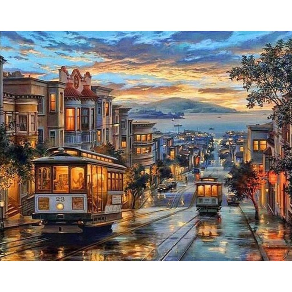 San Francisco Cable Car Paint By Numbers - Number Art