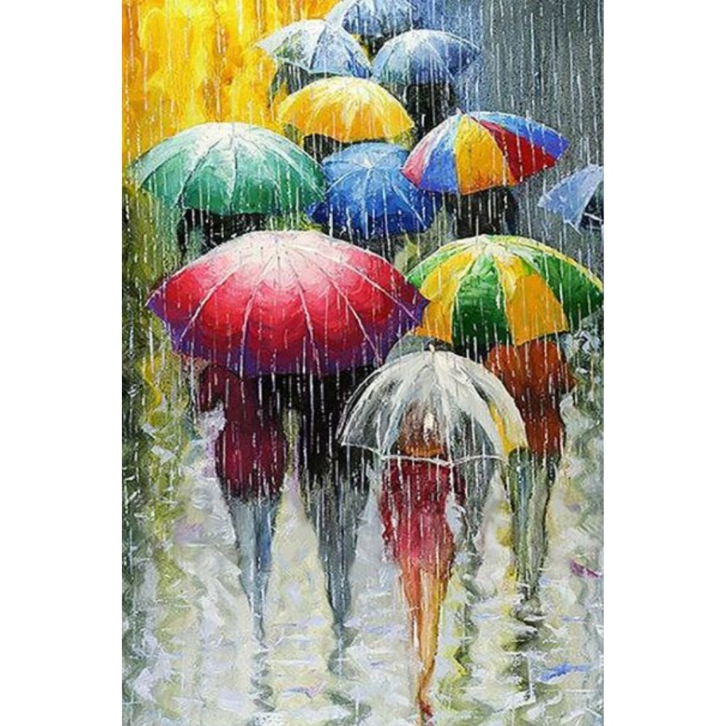 Umbrella & Rain Paint By Numbers - Number Art
