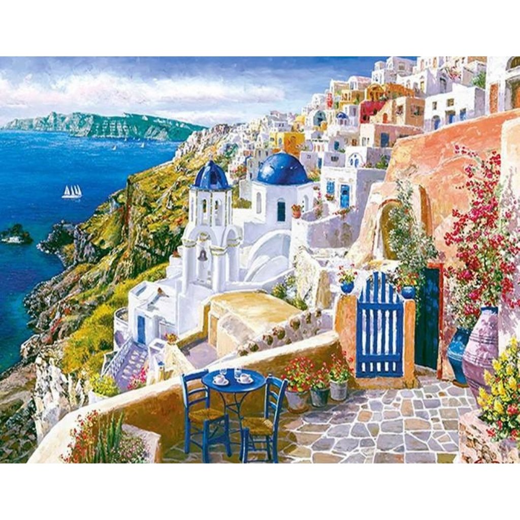 View from Santorini City Paint By Numbers - Number Art